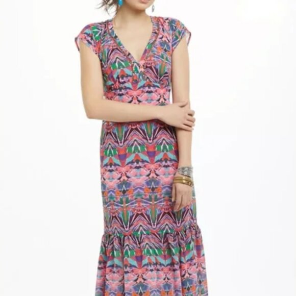 Anthropologie | Vanessa Virginia Mural Maxi Dress Sz 4 - Picture 1 of 1
